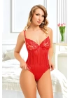 Kırmızı Çizgili Bodysuit - 878