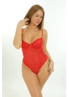 Kırmızı Çizgili Bodysuit - 878