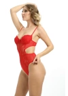 Kırmızı Dantelli Bodysuit - 886k