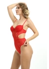 Kırmızı Dantelli Bodysuit - 886k