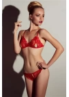 Kırmızı Dantelli Fantazi Sütyen Ve G-string Takım Tm2048