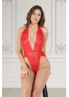 Kırmızı Dantelli Fantezi Bodysuit - 856