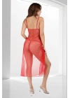 Kırmızı Dantelli Tül Gecelik - M057
