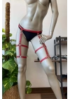 Kırmızı Deri Jartiyer Harness