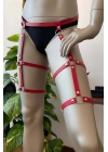 Kırmızı Deri Jartiyer Harness