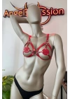 Kırmızı Deri Sütyen Harness