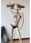 Kırmızı Göğüs Dekolteli Şık Harness