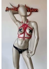 Kırmızı Göğüs Üzeri Seksi Erotik Harness