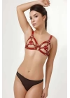 Kırmızı Harness Seksi Deri Sütyen - Brf112