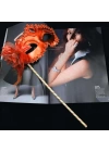 Kırmızı Işıltılı Tutmalı Fotoğraf Çekimi Maskesi 18x29 Cm