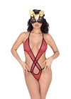 Kırmızı Lcralı Tül Bodysuit - 935