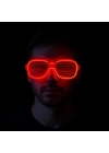 Kırmızı Led Işıklı Parti Gözlüğü - Neon Glow Şerit Gözlük 3 Modlu