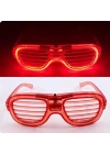 Kırmızı Led Işıklı Parti Gözlüğü - Neon Glow Şerit Gözlük 3 Modlu