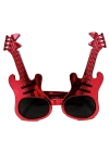 Kırmızı Renk Rockn Roll Gitar Şekilli Parti Gözlüğü 15x15 Cm