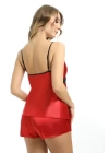 Kırmızı Saten Babydoll Şortlu Takım - 314