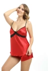 Kırmızı Saten Babydoll Şortlu Takım - 314