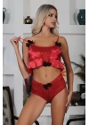 Kırmızı Saten Babydoll Takım - 333-k