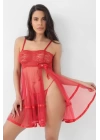 Kırmızı Şifon Pileli Gecelik-835