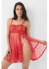 Kırmızı Şifon Pileli Gecelik-835