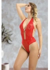 Kırmızı Taşlı Bodysuit - 888
