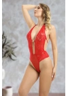 Kırmızı Taşlı Bodysuit - 888