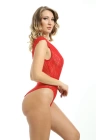 Kırmızı Yarım Kol Dantel Bodysuit - 896
