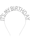 Kristal Taşlı Gümüş Renk İt39s My Birthday Yazılı Doğum Günü Parti Tacı 14x16 Cm