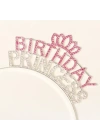 Kristal Taşlı Pembe Birthday Princess Yazılı Parti Tacı 19x11 Cm