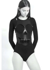 Kurukafa Tasarımlı Giysi Üzeri Giyilebilir Fantazi Seksi Deri Body Harness - Brf1153