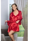 Kuşaklı Mini Boy Saten Sabahlık Kırmızı (brf11500)