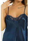 Lacivert Saten Babydoll Şortlu Takım - 259