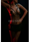 Lastik Seksi Büstiyer - Göğüs Açık Bırakan Büstiyer Lastik Harness - Brf567