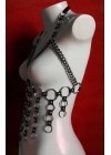 Lastik Seksi Büstiyer - Göğüs Açık Bırakan Büstiyer Lastik Harness - Brf567