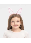 Led Işıklı Peluş Pofuduk Tavşan Kulak Tavşan Taç Pembe 17x23 Cm