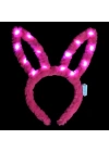 Led Işıklı Peluş Pofuduk Tavşan Kulak Tavşan Taç Şeker Pembesi 17x23 Cm