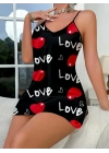 Love Desenli Saten Gecelik
