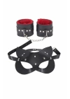 Maske Ve Kelepce İçi Tüğlü Kırmızı Deri Set 700429