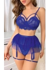 Mavi Bel Tüllü Kadın Seksi Fantazi Jartiyer Takım