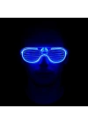 Mavi Led Işıklı Parti Gözlüğü - Neon Glow Şerit Gözlük 3 Modlu