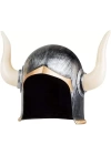 Mega Boynuzlu Viking I Kaskı Eskitilmiş Desen Gümüş Renk