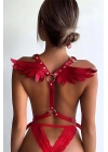 Melek Kanadı Detaylı Şık Deri Harness - Brf642