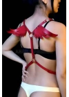 Melek Kanadı Detaylı Şık Deri Harness - Brf642