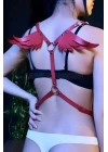 Melek Kanadı Detaylı Şık Deri Harness - Brf642