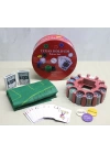 Metal Kutulu 240 Chip Ve 2 Adet İskambil  Kağit Setine Sahip Poker Oyunu Alk3539