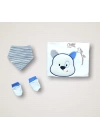 Minik Centilmen Ayı Nakışlı %100 Cotton Antibakteriyel 10lu Zıbın Takımı Hastane Çıkışı