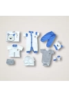 Minik Centilmen Ayı Nakışlı %100 Cotton Antibakteriyel 10lu Zıbın Takımı Hastane Çıkışı