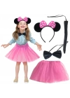 Minnie Kostüm Seti (pembe Tütü Etek + Pembe Taç + Papyon + Kuyruk)