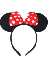 Kırmızı Fiyonklu Minnie Mouse Taç Fare Tacı Kafa Bandı