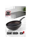 DKTT Granit Döküm 8 Cm Derin Wok Tava - Yapışmaz Wok Tava -  30 Cm