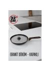 DKTT Granit Döküm Tava Paslanmaz Çelik Kapaklı -Yapışmaz Taban 32 Cm